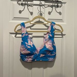 So blue and pink floral bikini top size large
